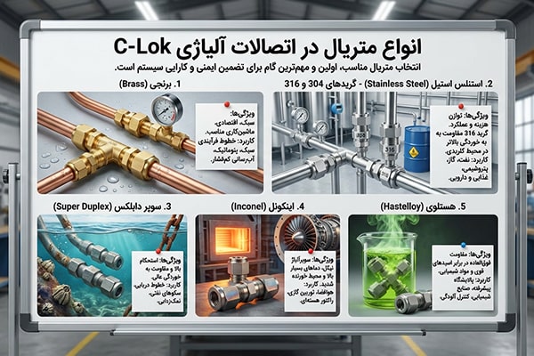 انواع متریال در اتصالات آلیاژی C-Lok